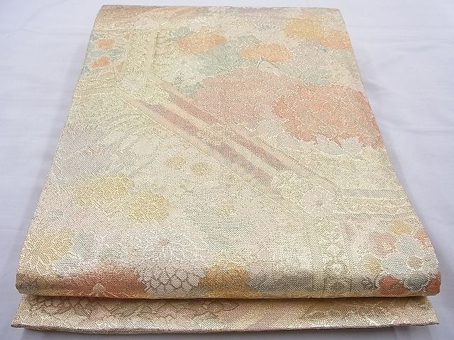 平和屋着物◎佐賀錦 六通柄袋帯 蜀江四季花文 金糸 逸品 BAAH6100cm