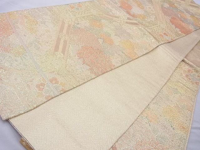平和屋着物◎佐賀錦 六通柄袋帯 蜀江四季花文 金糸 逸品 BAAH6100cm