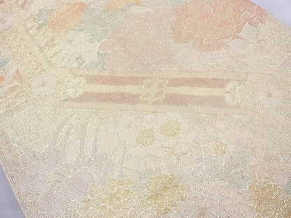 平和屋着物◎佐賀錦 六通柄袋帯 蜀江四季花文 金糸 逸品 BAAH6100cm