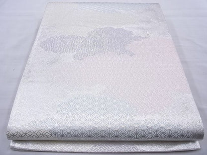 平和屋着物◎六通柄袋帯 雲取り吉祥文 銀糸 逸品 BAAH6102cm