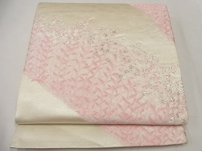 平和屋着物◎六通柄袋帯 唐織 道長草花文 銀糸 逸品 CAAG5251ak