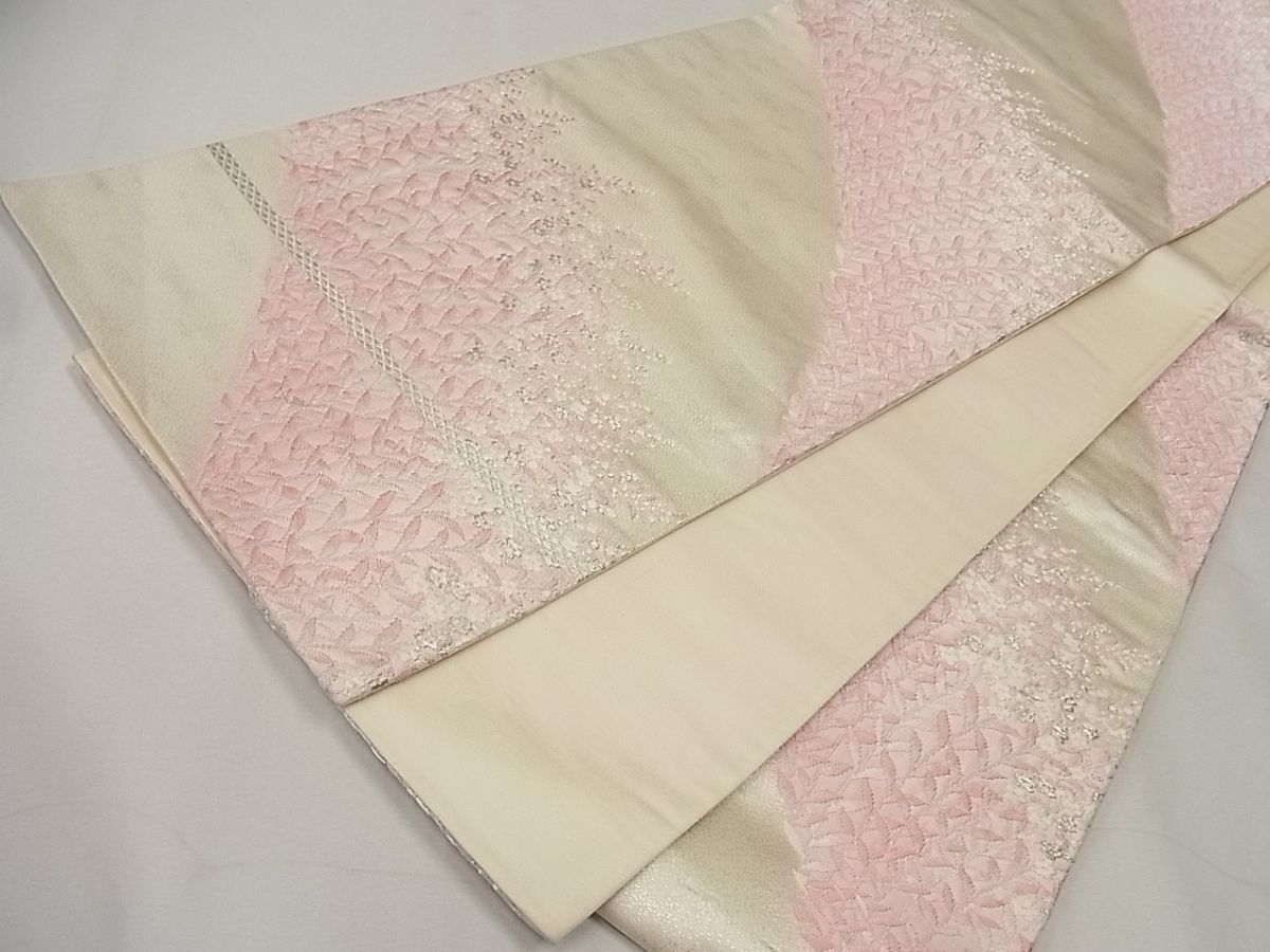 平和屋着物◎六通柄袋帯 唐織 道長草花文 銀糸 逸品 CAAG5251ak