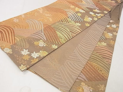 平和屋着物◎六通柄袋帯 六百綾錦 立波花文 金糸 逸品 DAAH0020ya