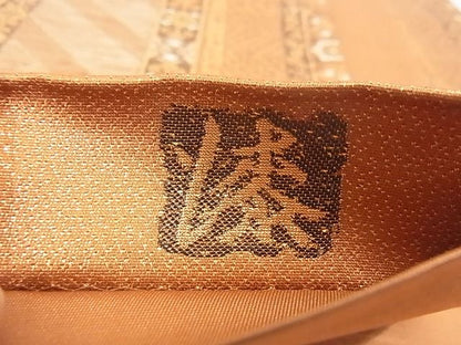 平和屋着物◎六通太鼓柄袋帯 道長鳳凰草花文 金糸 正絹 逸品 AAAJ2930Ajz