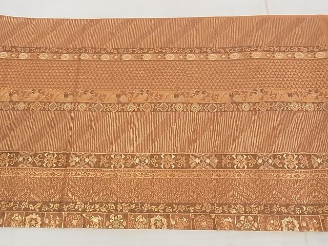 平和屋着物◎六通太鼓柄袋帯 道長鳳凰草花文 金糸 正絹 逸品 AAAJ2930Ajz