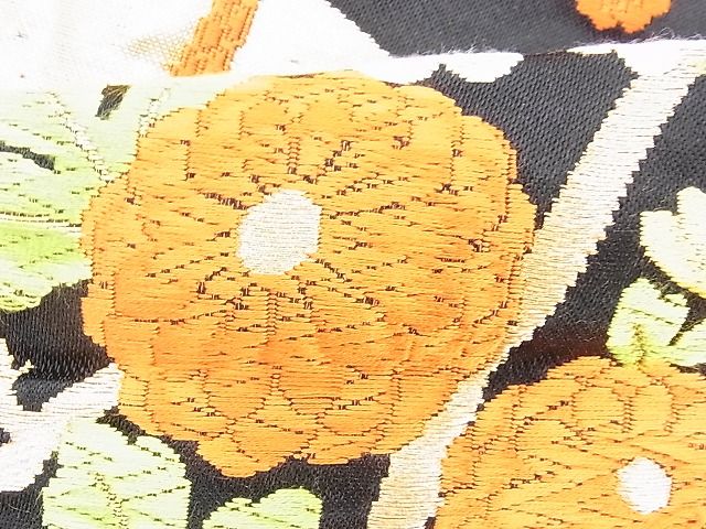 平和屋着物◎六通柄袋帯 唐織 花車文 黒地 金銀糸 逸品 BAAH5208ui