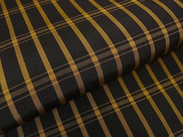 平和屋本店●極上　本場黄八丈　黒八丈　平織　紬　格子　逸品　DZAA1674kh4