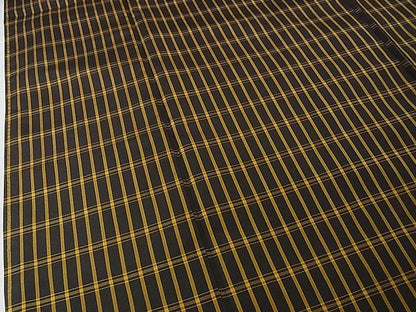 平和屋本店●極上　本場黄八丈　黒八丈　平織　紬　格子　逸品　DZAA1674kh4