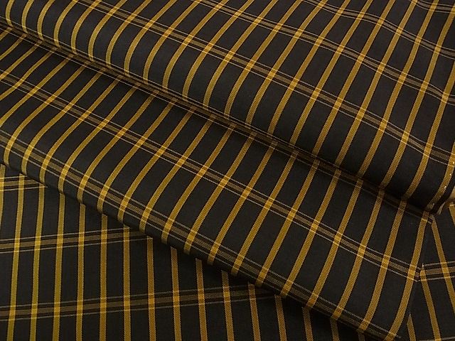 平和屋本店●極上　本場黄八丈　黒八丈　平織　紬　格子　逸品　DZAA1674kh4