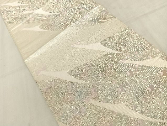 平和屋着物◎六通柄袋帯 孔雀文 銀糸 正絹 逸品 AAAI7530Bfw