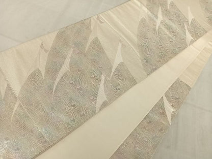 平和屋着物◎六通柄袋帯 孔雀文 銀糸 正絹 逸品 AAAI7530Bfw