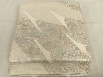 平和屋着物◎六通柄袋帯 孔雀文 銀糸 正絹 逸品 AAAI7530Bfw