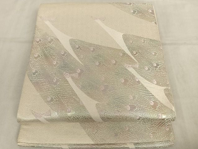 平和屋着物◎六通柄袋帯 孔雀文 銀糸 正絹 逸品 AAAI7530Bfw