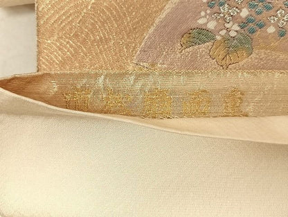 平和屋着物◎六通柄袋帯 市松扇面重 金銀糸 正絹 逸品 AAAI7539Bfw