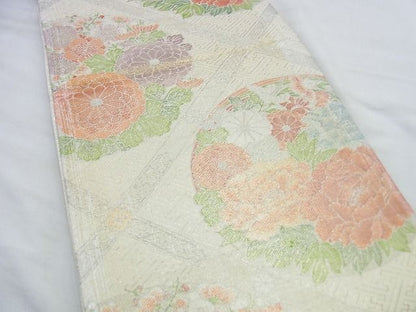 平和屋着物◎佐賀錦 六通柄袋帯 菱天井花丸文 金銀糸 逸品 BAAH2807jm