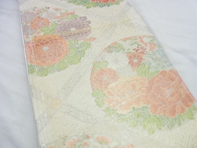 平和屋着物◎佐賀錦 六通柄袋帯 菱天井花丸文 金銀糸 逸品 BAAH2807jm