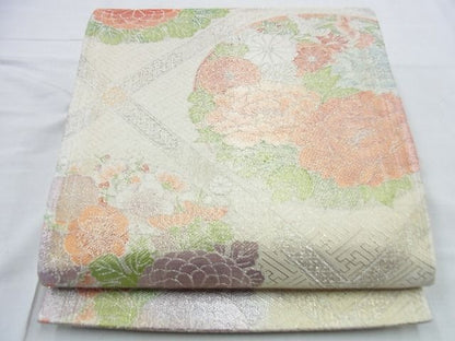 平和屋着物◎佐賀錦 六通柄袋帯 菱天井花丸文 金銀糸 逸品 BAAH2807jm