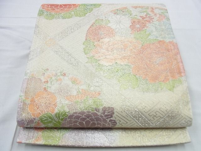 平和屋着物◎佐賀錦 六通柄袋帯 菱天井花丸文 金銀糸 逸品 BAAH2807jm