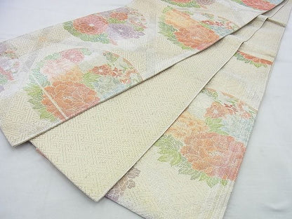 平和屋着物◎佐賀錦 六通柄袋帯 菱天井花丸文 金銀糸 逸品 BAAH2807jm