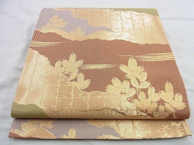 平和屋着物◎六通柄袋帯 織彩 浜松文様 金糸 逸品 BAAH2836jm