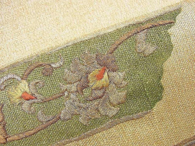 平和屋着物◎太鼓柄袋帯 刺繍 花唐草文 金糸 逸品 BAAH2878jm