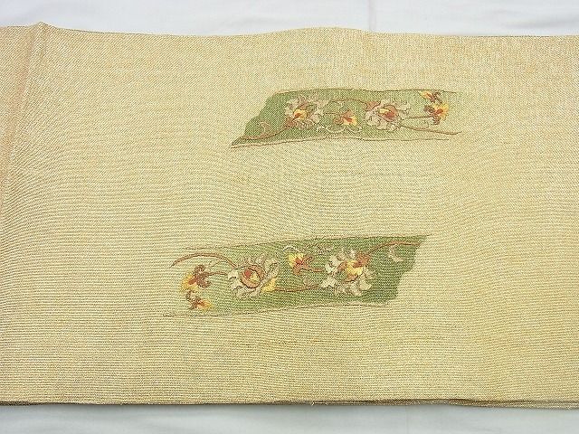 平和屋着物◎太鼓柄袋帯 刺繍 花唐草文 金糸 逸品 BAAH2878jm