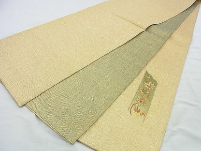 平和屋着物◎太鼓柄袋帯 刺繍 花唐草文 金糸 逸品 BAAH2878jm