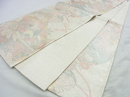平和屋着物◎佐賀錦 六通柄袋帯 花鳥文 金銀糸 逸品 BAAH2903jm
