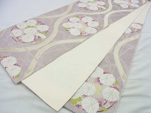 平和屋着物◎六通柄 本袋帯 唐織 縦枠花文 金糸 逸品 BAAH2935jm