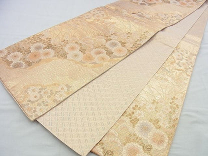 平和屋着物◎佐賀錦 六通柄袋帯 鴛鴦花文 金糸 逸品 BAAH2917jm