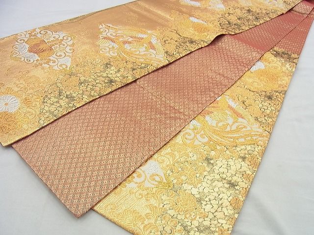 平和屋着物◎佐賀錦 六通柄袋帯 鳳凰花菱文 金銀糸 逸品 BAAH2922jm