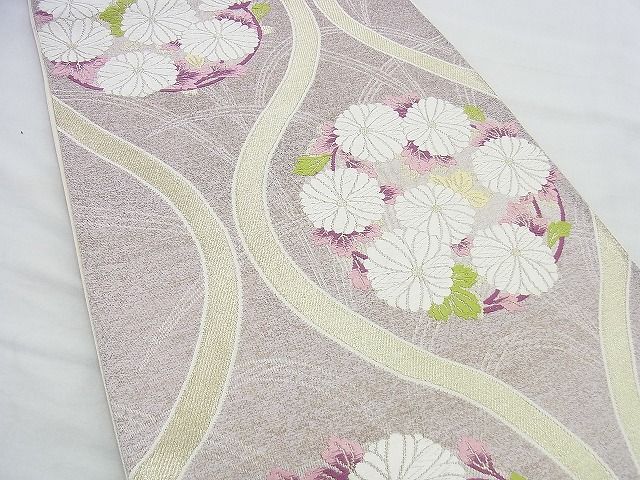 平和屋着物◎六通柄 本袋帯 唐織 縦枠花文 金糸 逸品 BAAH2935jm