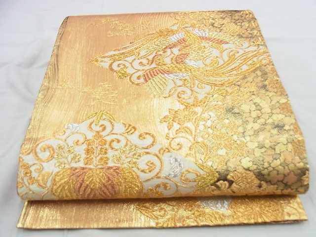 平和屋着物◎佐賀錦 六通柄袋帯 鳳凰花菱文 金銀糸 逸品 BAAH2922jm