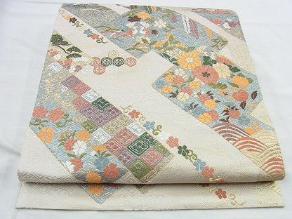 平和屋着物◎六通柄袋帯 花鳥文 金糸 逸品 BAAH2929jm