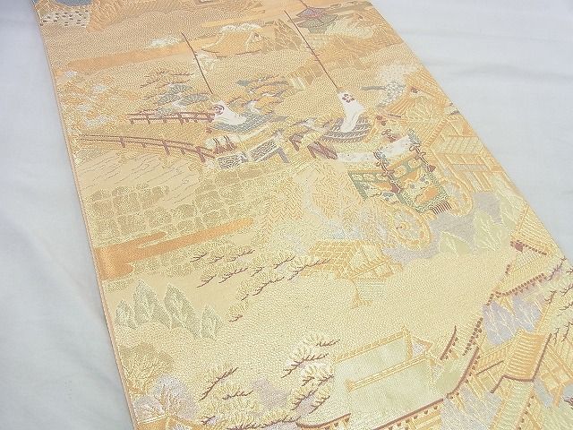 平和屋着物◎六通柄袋帯 唐織 都大洛絵図 金銀糸 逸品 BAAH2949jm