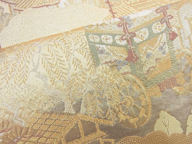平和屋着物◎六通柄袋帯 唐織 都大洛絵図 金銀糸 逸品 BAAH2949jm