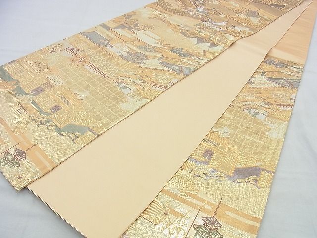 平和屋着物◎六通柄袋帯 唐織 都大洛絵図 金銀糸 逸品 BAAH2949jm