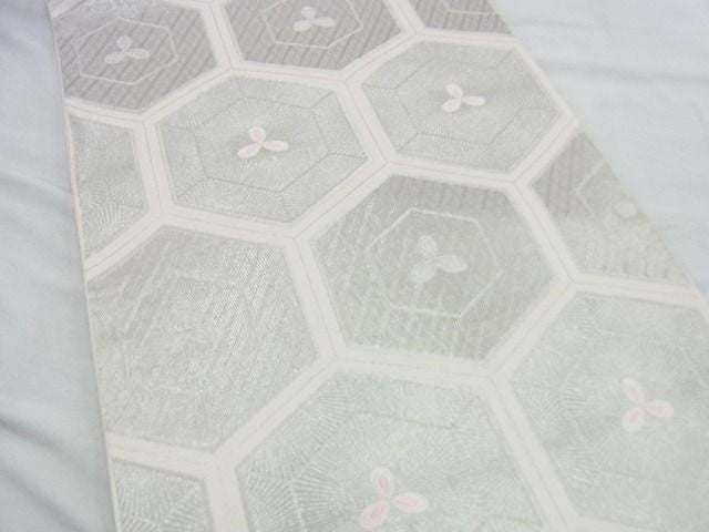 平和屋着物◎六通柄袋帯 唐織 亀甲文 銀糸 逸品 BAAH2965jm