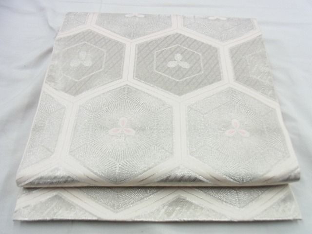 平和屋着物◎六通柄袋帯 唐織 亀甲文 銀糸 逸品 BAAH2965jm