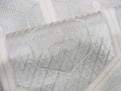 平和屋着物◎六通柄袋帯 唐織 亀甲文 銀糸 逸品 BAAH2965jm