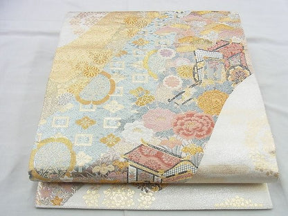 平和屋着物◎六通柄袋帯 唐織 遠山御所解 金銀糸 逸品 BAAH2972jm