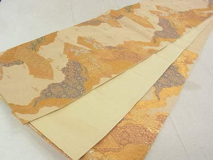 平和屋着物◎六通柄袋帯 地紙花文 金銀糸 逸品 DAAG0331ox