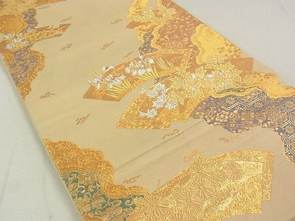 平和屋着物◎六通柄袋帯 地紙花文 金銀糸 逸品 DAAG0331ox