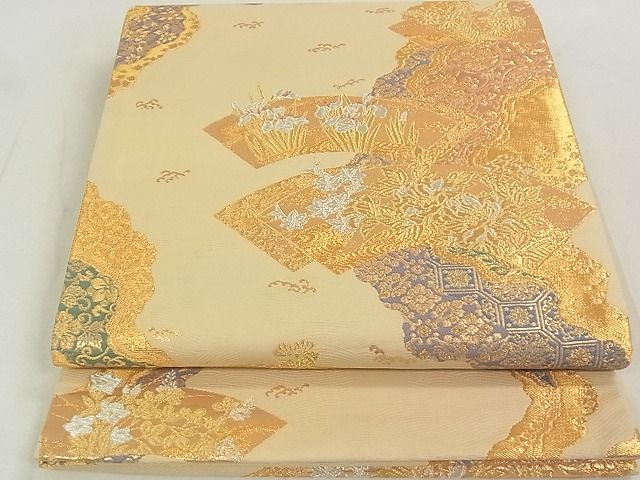 平和屋着物◎六通柄袋帯 地紙花文 金銀糸 逸品 DAAG0331ox