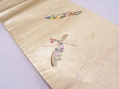 平和屋着物◎太鼓柄袋帯 作家物 流水花文 金彩 引箔 逸品 DAAG0358ox