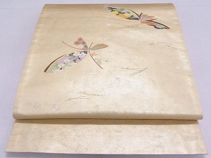 平和屋着物◎太鼓柄袋帯 作家物 流水花文 金彩 引箔 逸品 DAAG0358ox