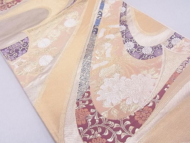平和屋着物◎六通柄袋帯 慶長流水熨斗文 金糸 逸品 DAAG0379ox