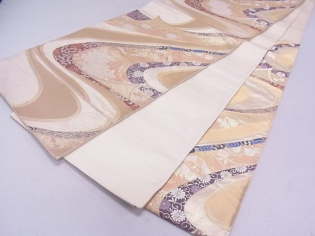 平和屋着物◎六通柄袋帯 慶長流水熨斗文 金糸 逸品 DAAG0379ox