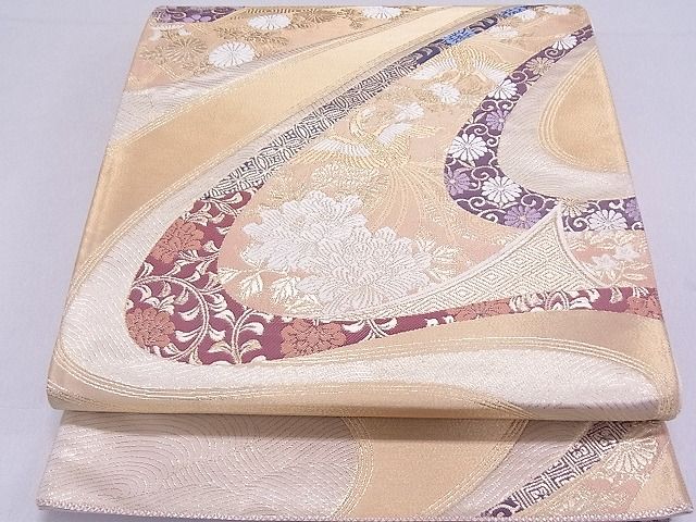 平和屋着物◎六通柄袋帯 慶長流水熨斗文 金糸 逸品 DAAG0379ox