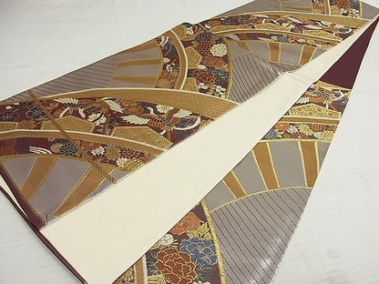 平和屋着物◎六通柄袋帯 亀甲花鳥文 金銀糸 正絹 逸品 AAAI1183Awj